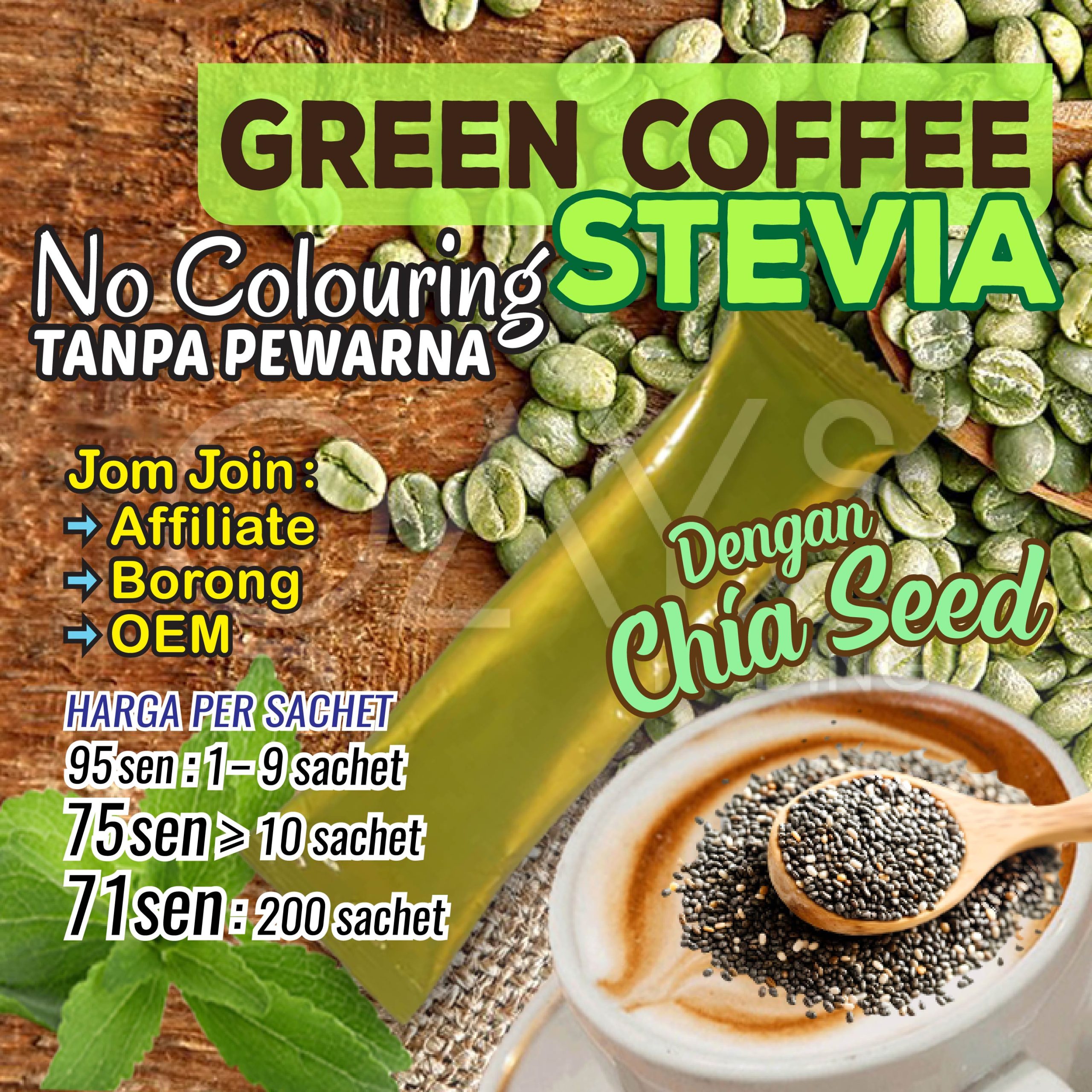 K23 Green Coffee Stevia Chia Seed (no color)