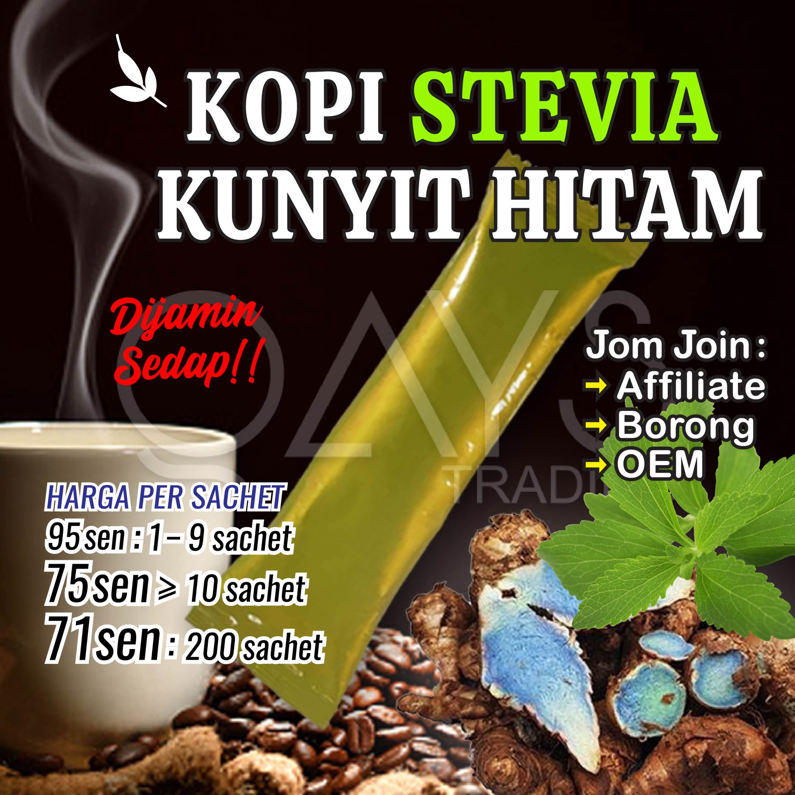 M2 Kopi Stevia Kunyit Hitam