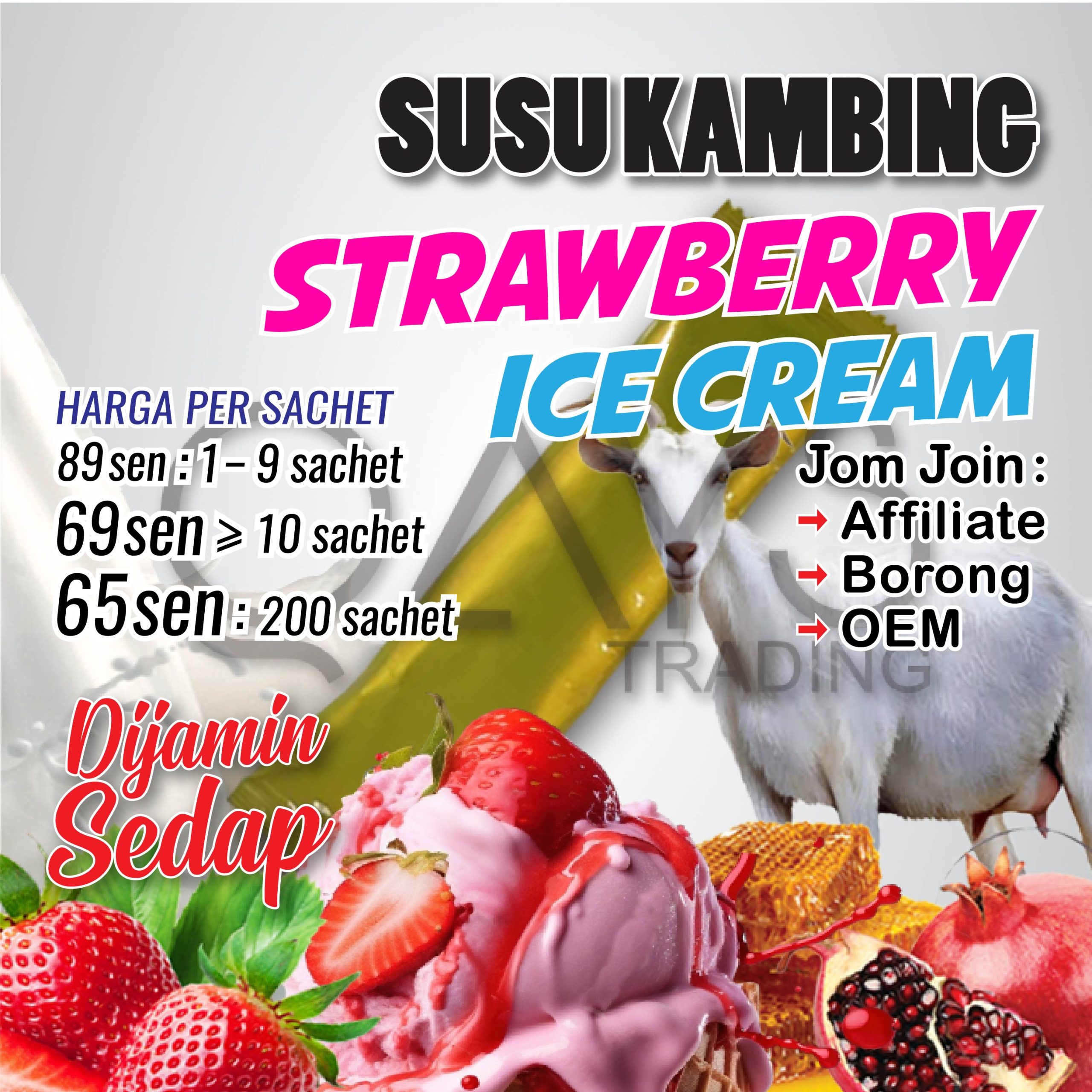 P20 Susu Kambing Strawberry Ice Cream