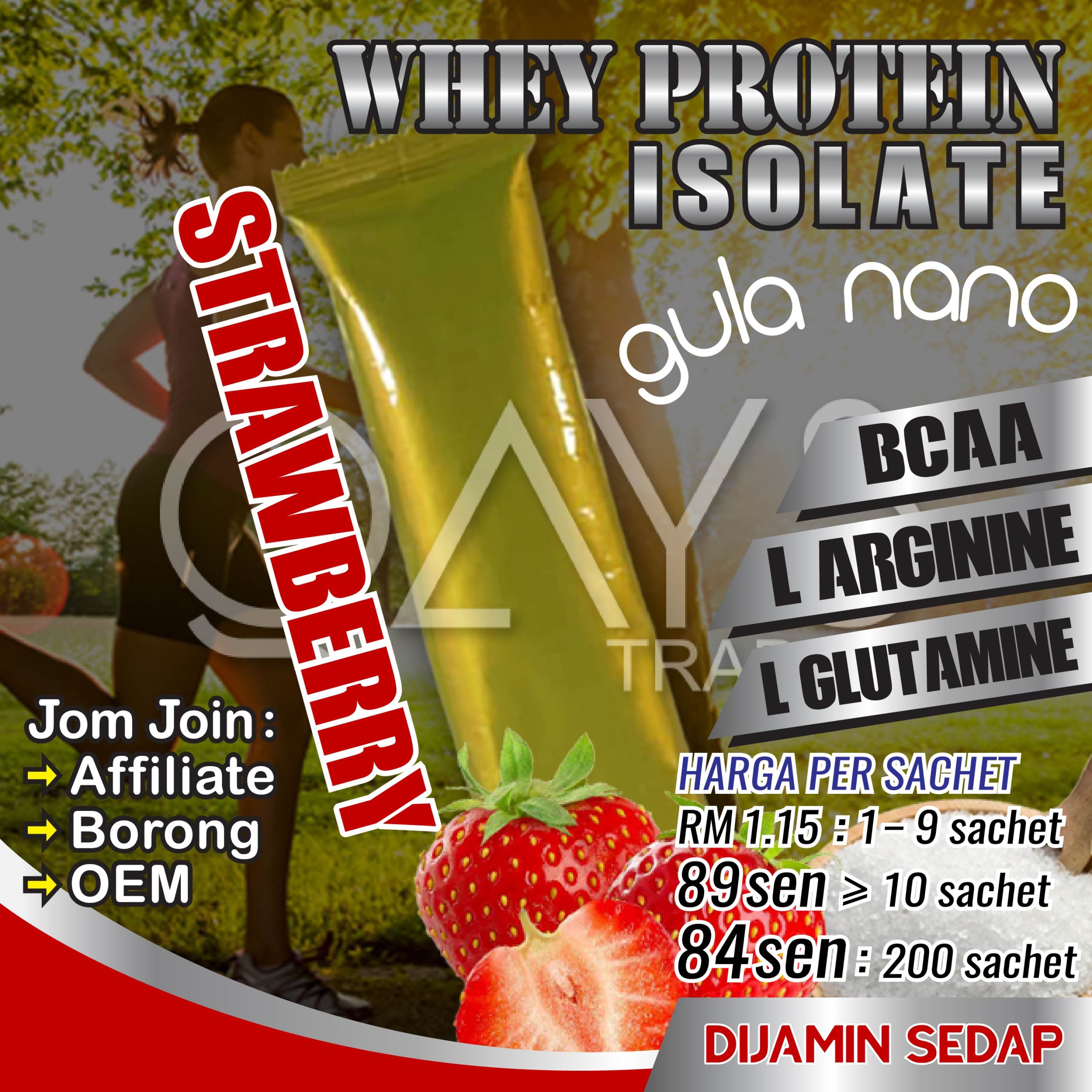 Y1 Whey Protein Strawberry Gula Nano