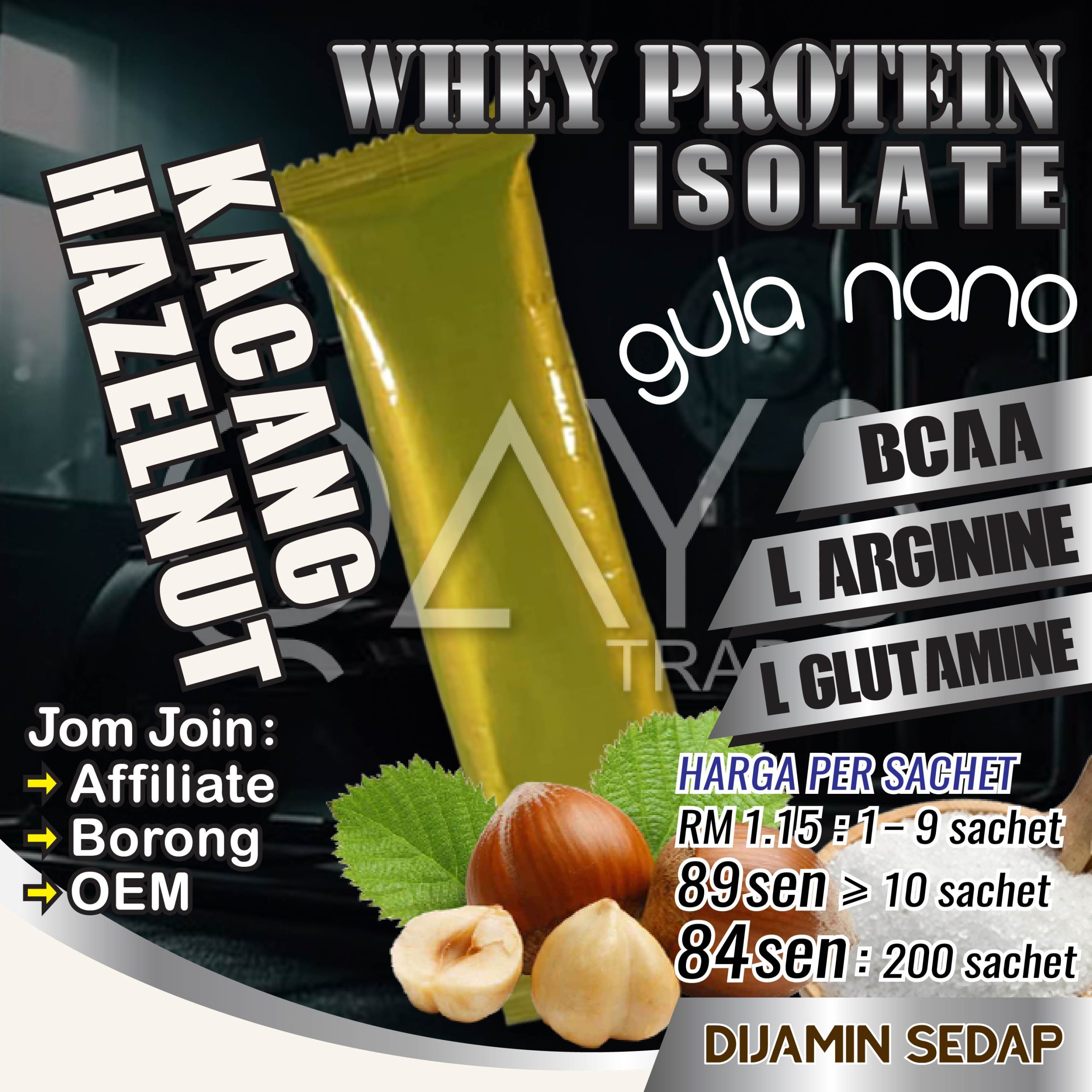 Y7 Whey Protein Kacang Hazelnut Gula Nano