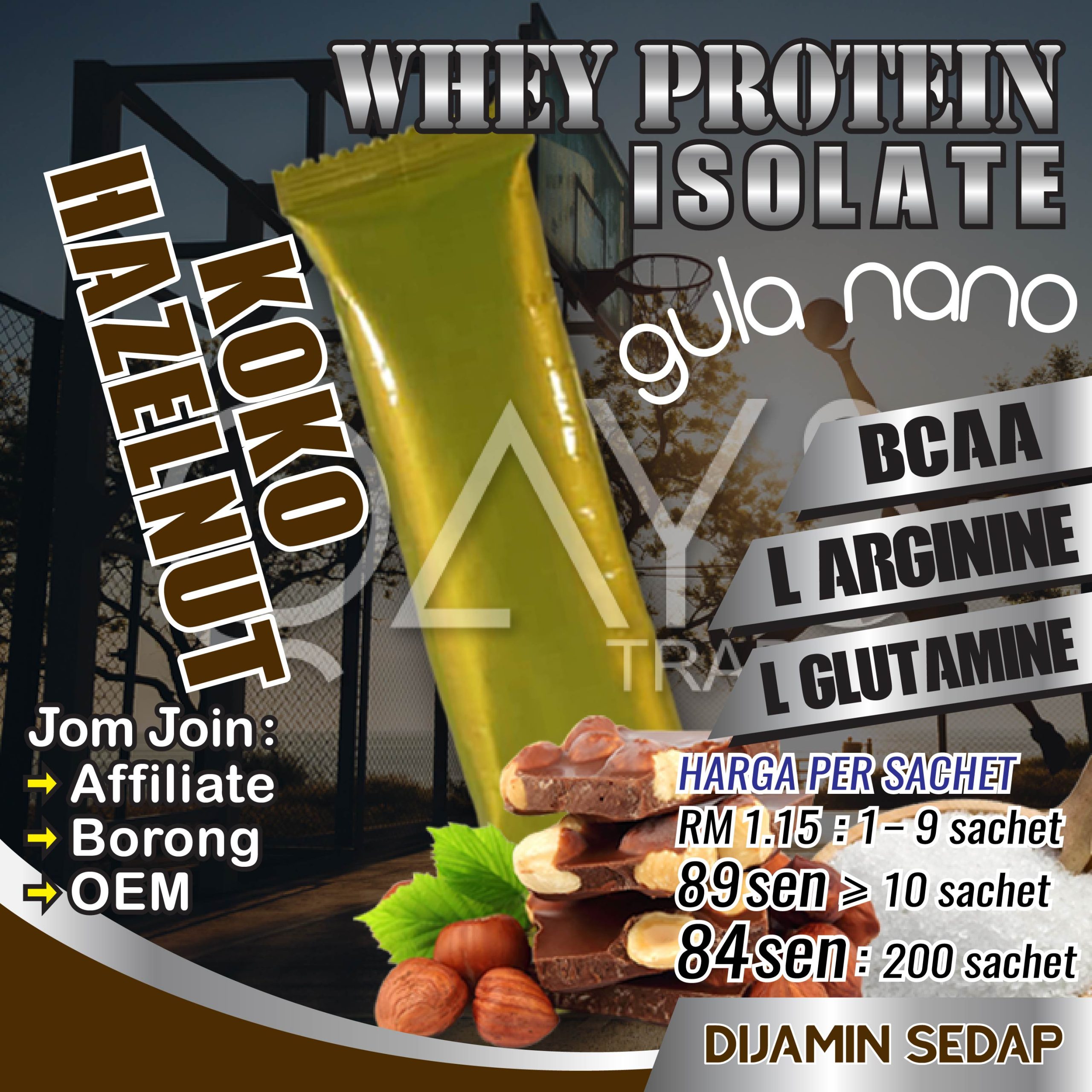Y8 Whey Protein Koko Hazelnut Gula Nano
